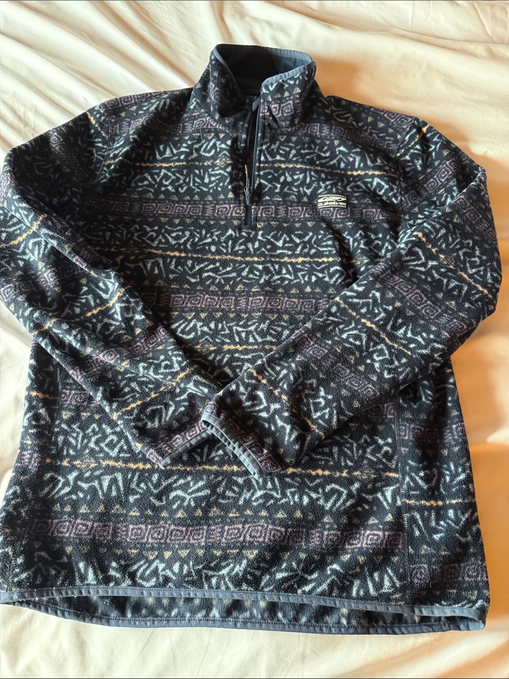 Quicksilver XL Men's Quarter-Zip Patterned Fleece Sweater -
